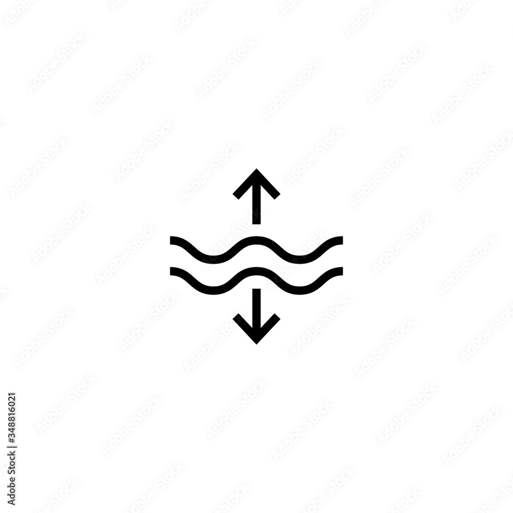 Poster archimedes principle vector icon in linear, outline icon isolated on white background
