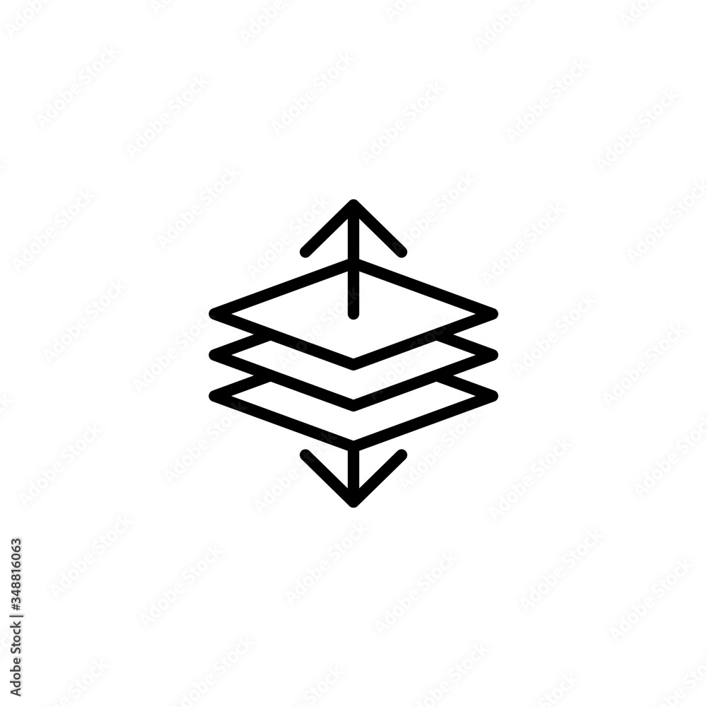 Poster arrange vector icon in linear, outline icon isolated on white background