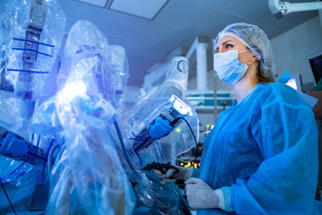 The process of carrying out a surgical operation using a modern robotic surgical system. Medical...