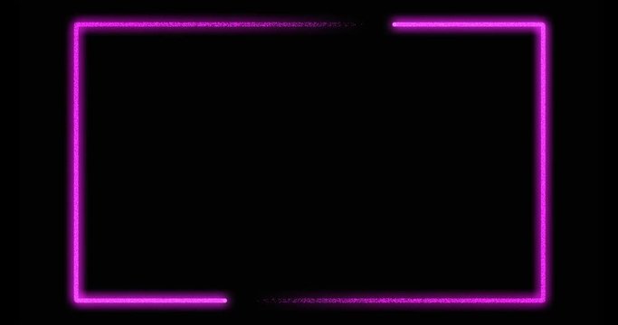Pink neon frame border background with glowing lines - video animation