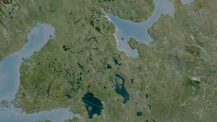Karelia, Russia - outlined. Satellite