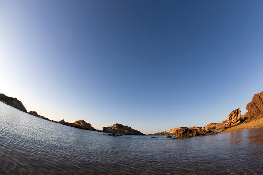 Mediterranean cove seen with fish eye lens