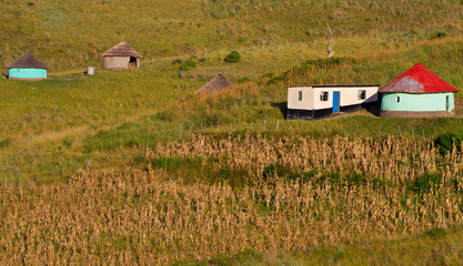rural landscape scene with trditional buildings