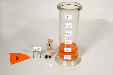 Fraction demonstration setup featuring fifth parts being converted to decimal.