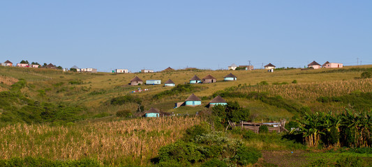 rural landscape scene with trditional buildings