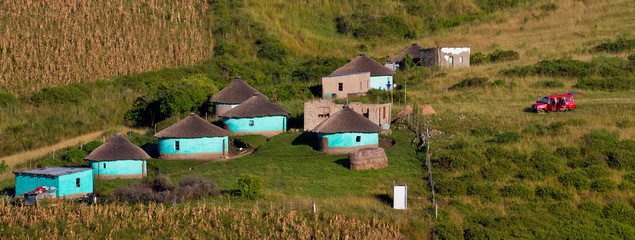 rural landscape scene with trditional buildings