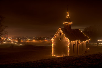 Lichterweg Baar christmas lighting along foodpath on hill canton zug