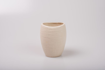 white ceramic vase on white isolated