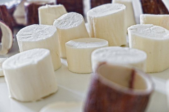 Raw yuca pilled and slices