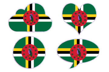 Dominica flag in different shapes