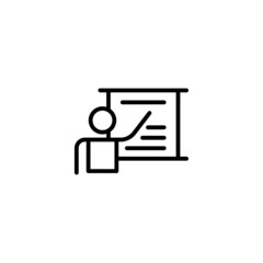 Classroom vector icon in linear, outline icon isolated on white background