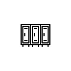 Lockers vector icon in linear, outline icon isolated on white background