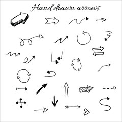 Vector hand drawn arrows set