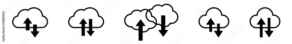 Poster cloud upload download icon black | clouds arrow up down illustration | computing storage symbol | se