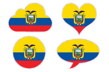 Ecuador flag in different shapes
