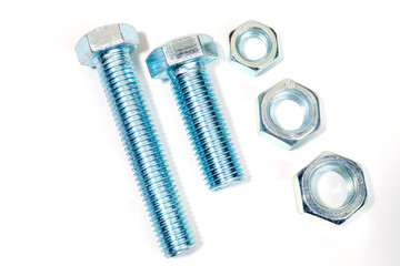 Screws and bolts on a white background.