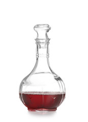 Decanter of wine on white background