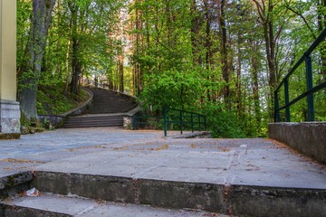Hostyn. Stairs from the Water Chapel to the Basilica of the Virgin Mary. Czechia. Europe.