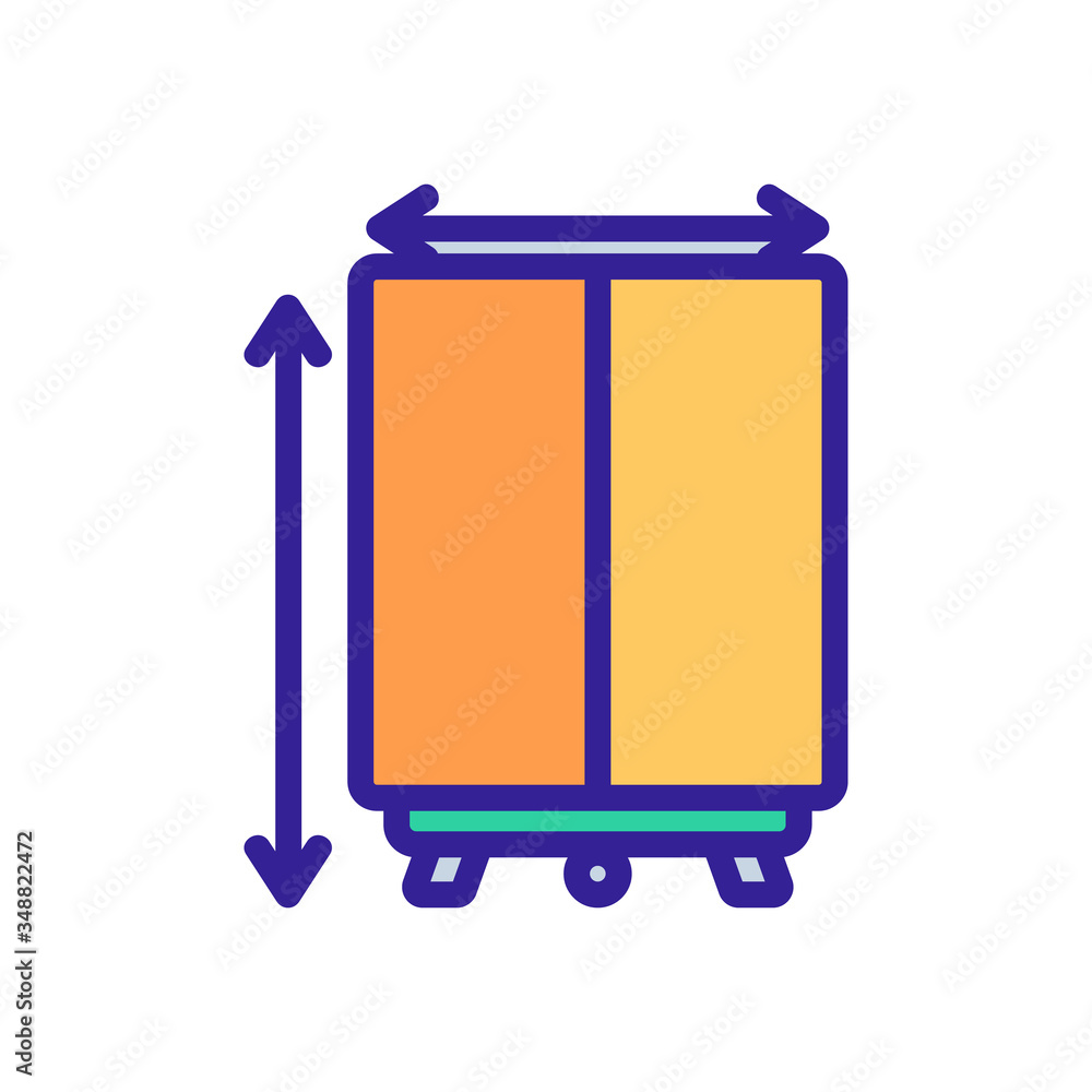 Poster measurement of latitude and length of wooden cabinet icon vector. measurement of latitude and length