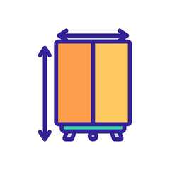 measurement of latitude and length of wooden cabinet icon vector. measurement of latitude and length of wooden cabinet sign. color symbol illustration
