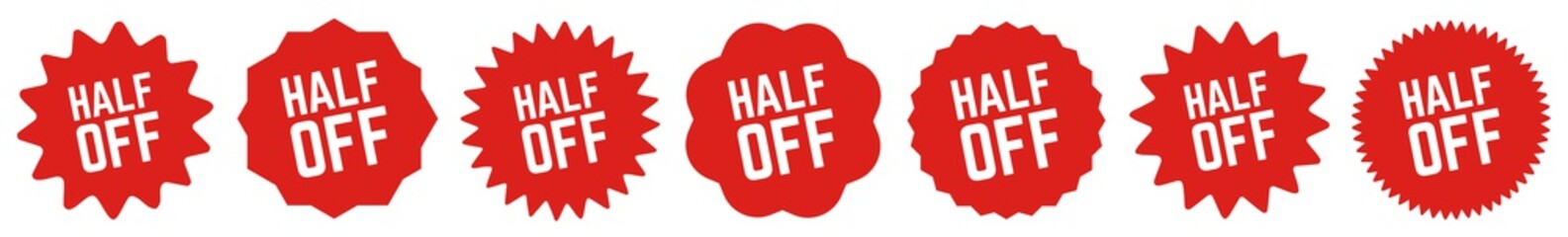 Half Off Tag Red | Icon | Sticker | Deal Label | Variations