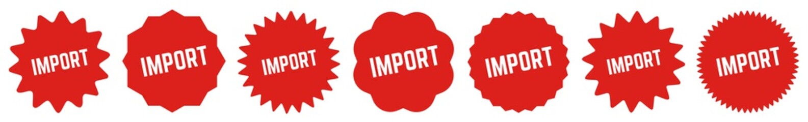 Import Tag Red | Icon | Sticker | Label | Variations
