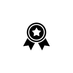 Medallion vector icon in black solid flat design icon isolated on white background