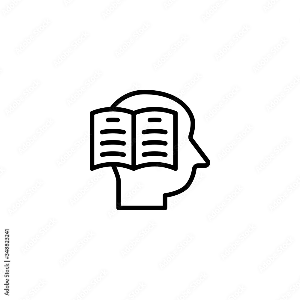 Poster self learning vector icon in linear, outline icon isolated on white background