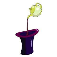 tea is poured into the cylinder from the kettle. mad Hatter's tea party. cute illustration