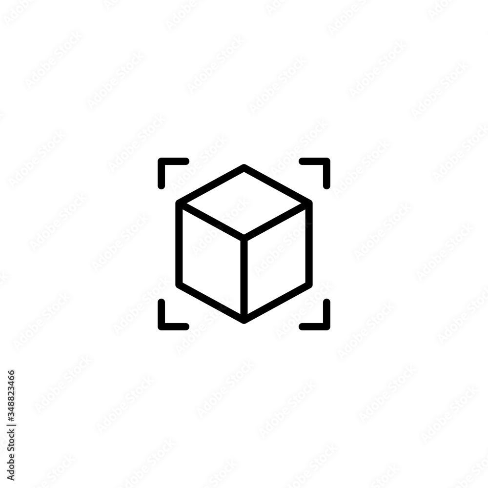 Aufkleber 3d design vector icon in linear, outline icon isolated on white background