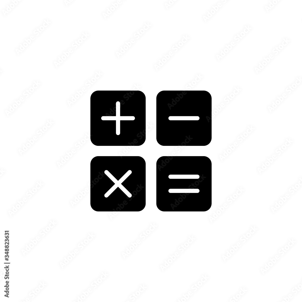Poster calculator buttons interface symbol vector icon in black solid flat design icon isolated on white ba