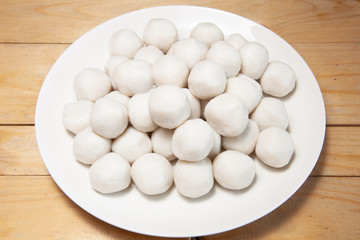 Fish ball on a wooden table