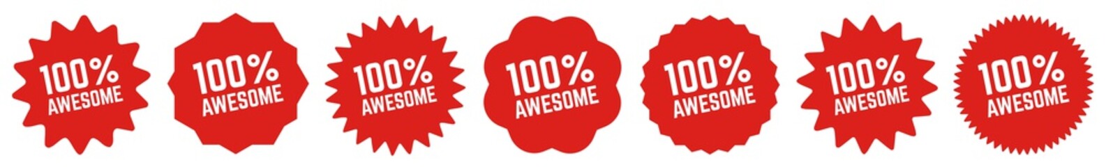 100 Percent Awesome Tag Red | 100% | Icon | Sticker | Deal Label | Variations