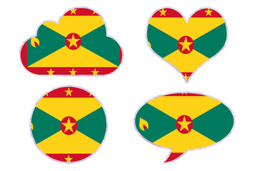 Grenada flag in different shapes