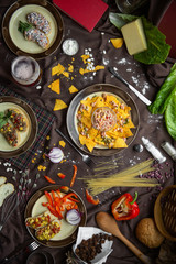 Mexican food mix colorful background Mexico