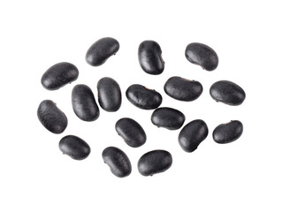 black beans on white background. top view