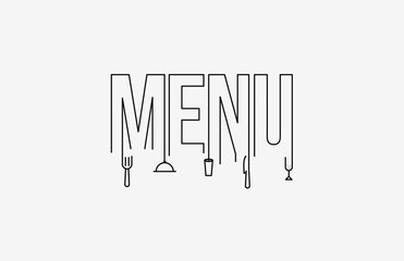 Menu Calligraphic line art Text banner poster vector illustration Design.