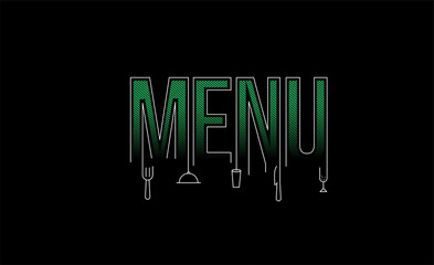 Menu Calligraphic line art Text banner poster vector illustration Design.