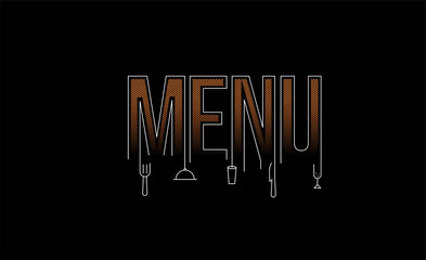 Menu Calligraphic line art Text banner poster vector illustration Design.