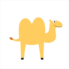 Cartoon camel isolated on white background. Zoo animals. Illustration for children books. Cute vector illustration in flat style