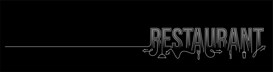 Fototapeta premium Restaurant Calligraphic line art Text banner poster vector illustration Design.