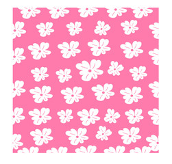 seamless vector flowers pattern on pink background