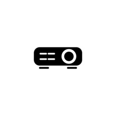 Video projector icon vector in black solid flat design icon isolated on white background
