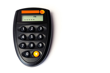 Small electronic password generator used for banking and commerce security isolated