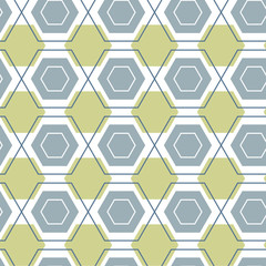 Hexagon seamless pattern. Geometric pattern. Polygons background. Colorful honeycomb pattern. Vector illustration. Repeating texture. Modern ornament. Design paper, wallpaper, textile, print, cloth.