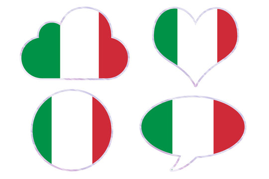 Italy flag in different shapes