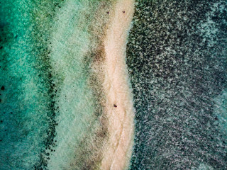 Aerial view of  path in turquoise water