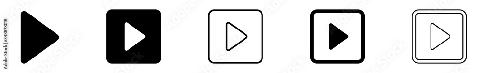Poster play button icon black | start buttons illustration | video audio player navigate symbol | arrow log