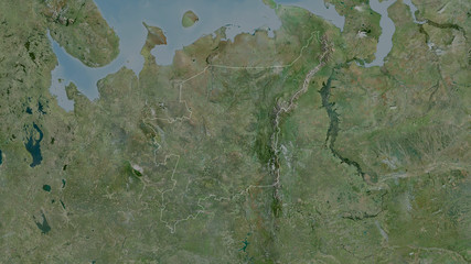 Komi, Russia - outlined. Satellite