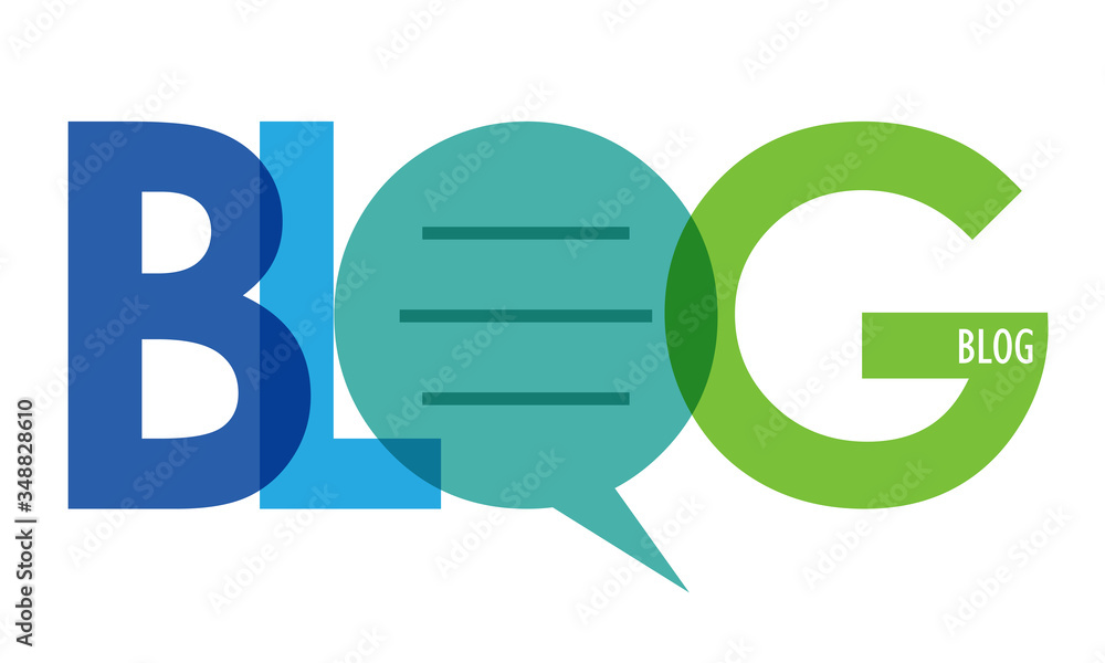 Aufkleber blog colorful gradient vector typography banner with speech bubble symbol